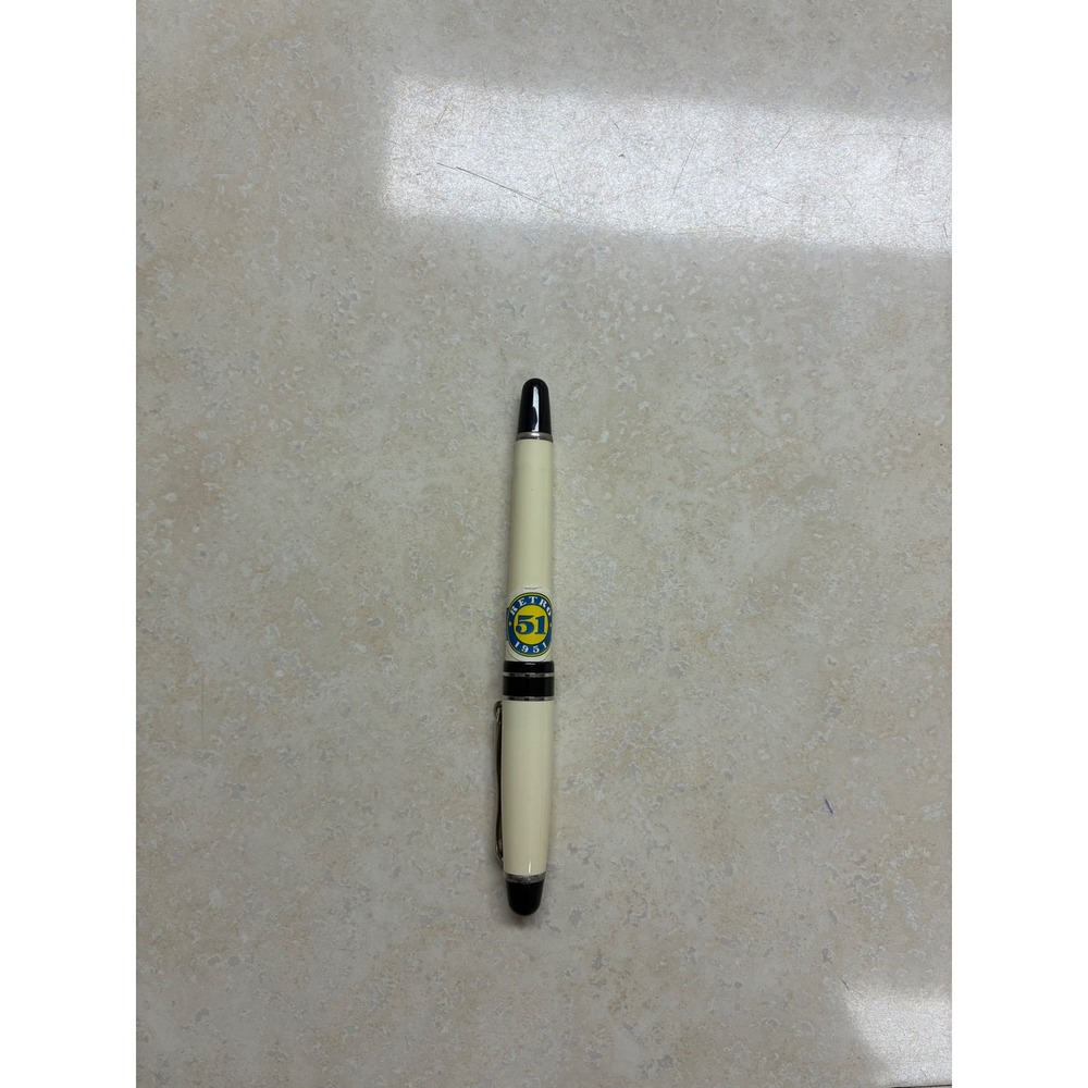 Retro 51 Script Fountain Pen Empty Casing Ivory Black Chrome Vintage Style